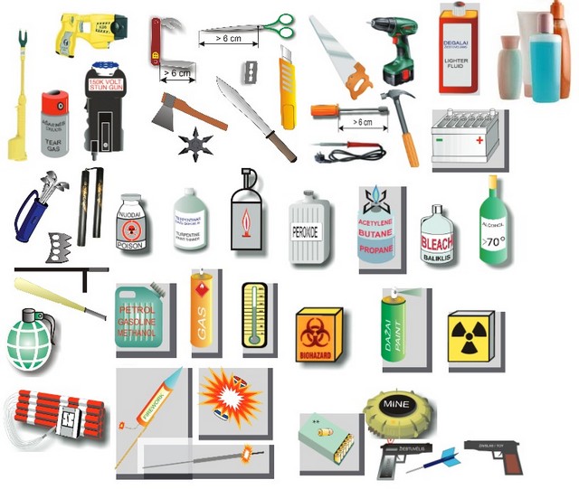 Đồ cấm khi mang lên máy bay