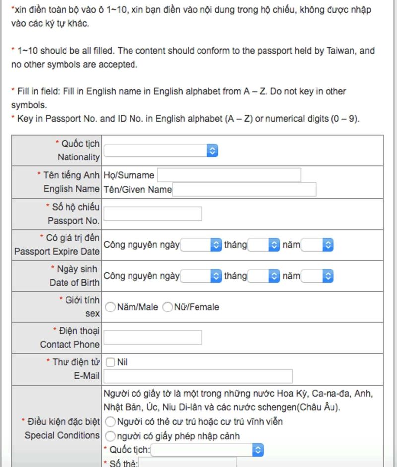 xin visa du lịch Đài Loan