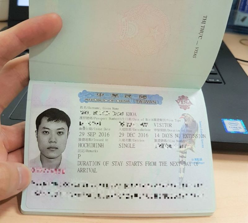 chi phí xin visa du lịch Đài Loan
